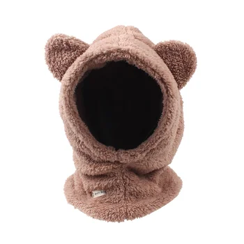 

Fleece Warm Baby Hat Winter Knitted Baby Girls Hat Cute Bear Ears Hoodly Hat Thick Boys Ski Scarf Hat Baby Girls Clothing 0-4Y