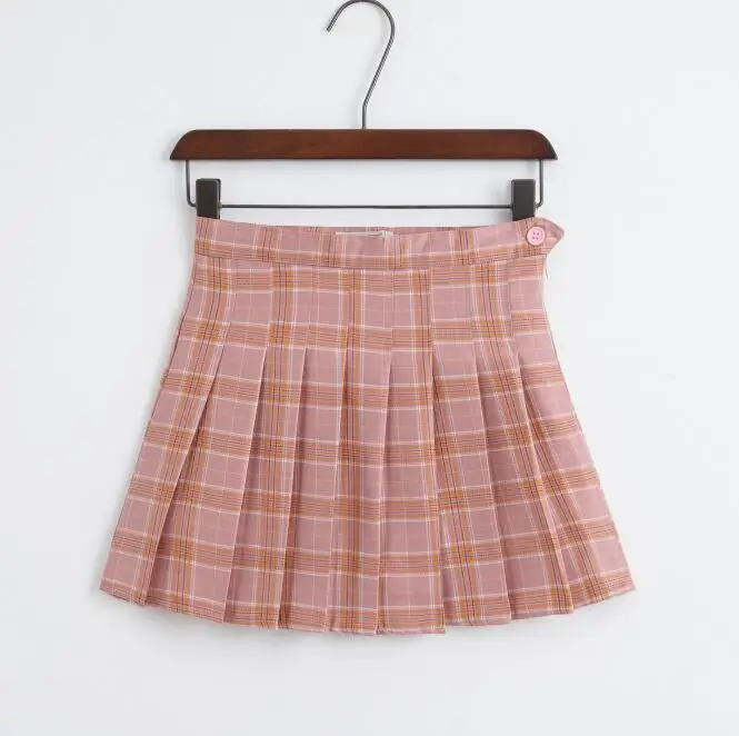VEVEFHUANG, женская новая Милая Короткая юбка с высокой талией, короткая юбка, японская школьная плиссированная клетчатая юбка, спортивные теннисные юбки для женщин - Цвет: Pink