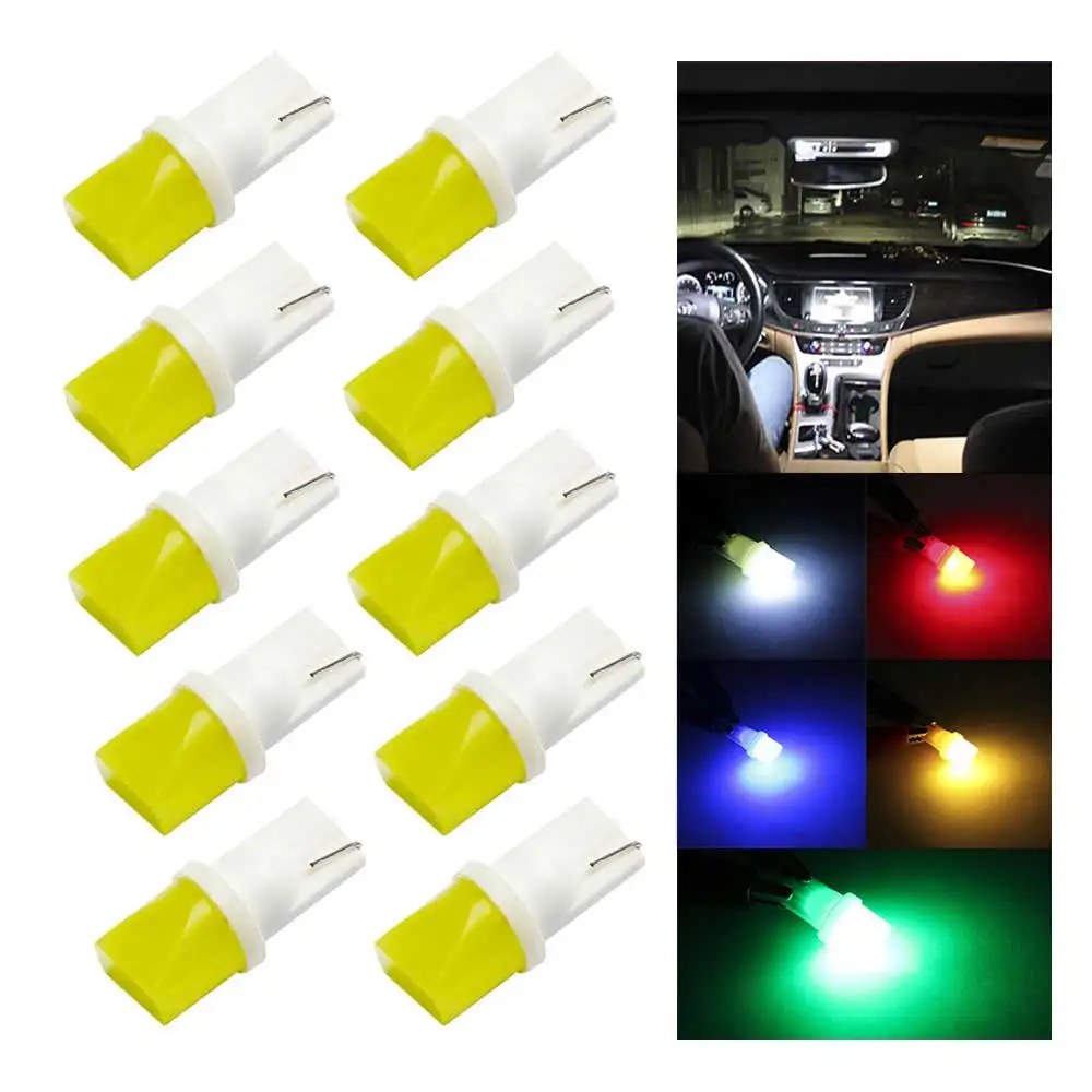 

10pcsT10 LED Lights W5W Car Interior LED Bulb T10 COB W5W 168 Wedge Door Instrument Side Lamp Light Bulbs DC 12V for Car Styling