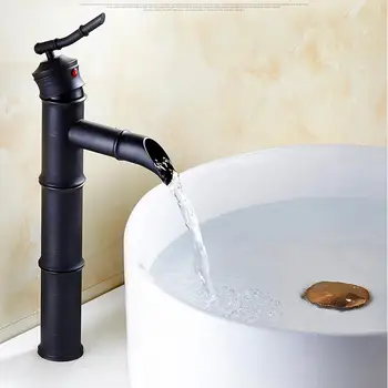 

Perfect Bamboo Black finish Bronze Black Finish Bathroom Basin Mixer Tap High Quality Waterfall Faucet B5300