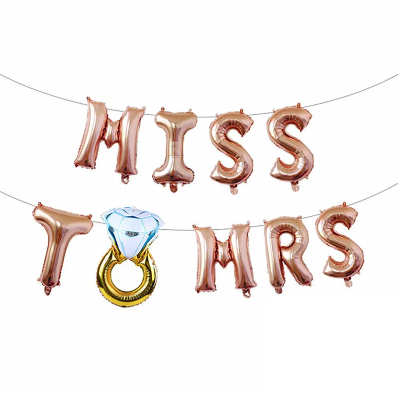 Свадебное кольцо Miss Mrs с бриллиантами воздушный шар 42 дюйма надписью Love украшение