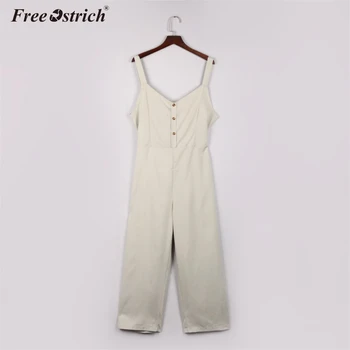

Free Ostrich 2019 Summer Cute Solid Women Rompers Overalls Spaghetti Strap Rompers Wide Leg Jumpsuits Women Jumpsuits N30