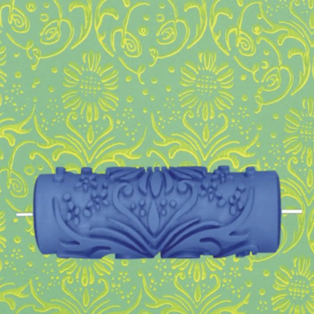 

Promotion 15cm Wall Decoration Flower Pattern Empaistic Painting Roller for Decorating Machines DIY Blue