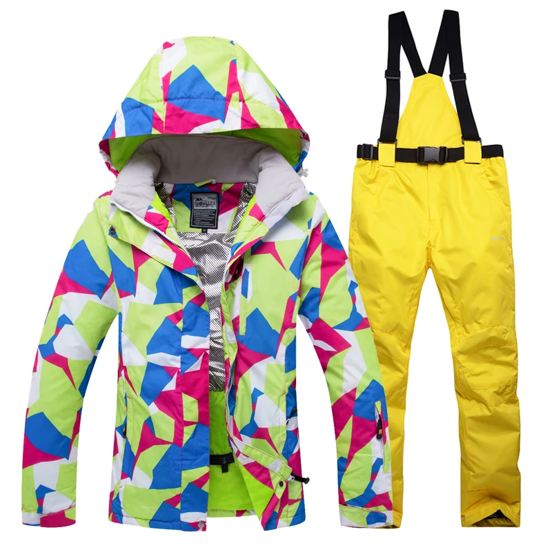 Зимний женский лыжный костюм, уличный русский-30 градусов, ветронепроницаемый Теплый Сноуборд, лыжная куртка+ штаны, дышащая спортивная одежда