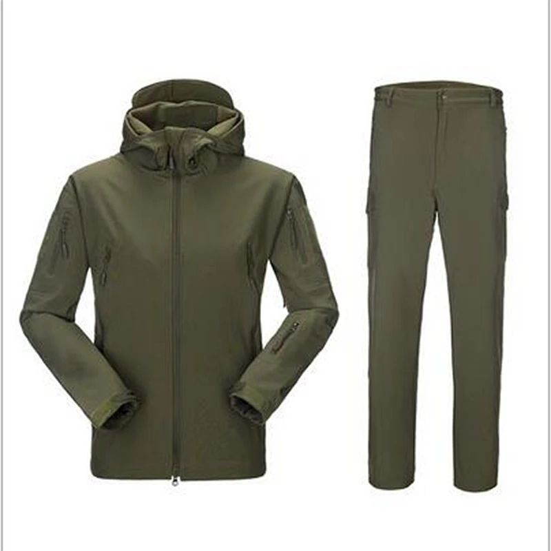 1 комплект новая камуфляжная флисовая куртка и брюки для мужчин армейская Водонепроницаемая теплая тактическая Экипировка