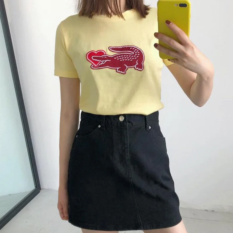 Women Running Shirt Quick Dry T-Shirts Summer Slim Tees Sport Cotton Breathable Heart Printed T Shirts student New Trend