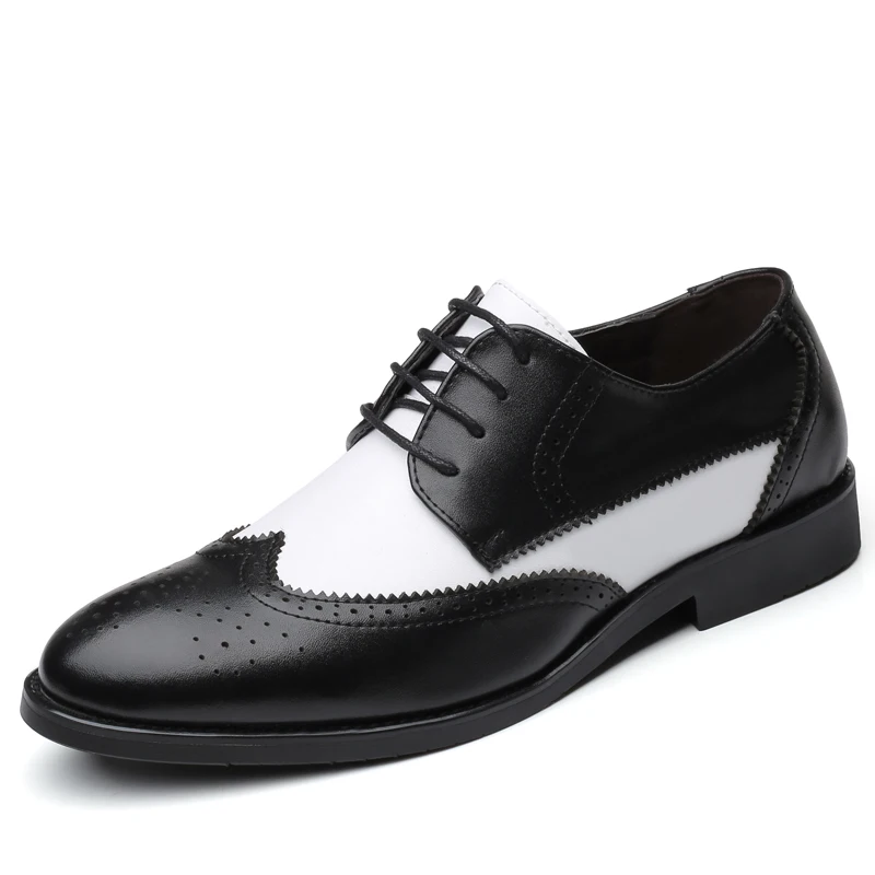 Mens-Dress-Shoes-Elegent-Black-White-Leather-Shoes-Men-Oxfords-Fashion ...