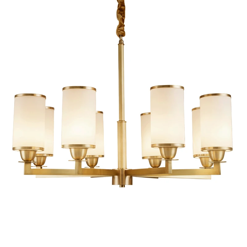 

American Art Decoration full Copper Brass Chandelier light AC110/220V Elegant Hotel Foyer Cafe 6/8 Light Arm Fabric Shade E14 3w