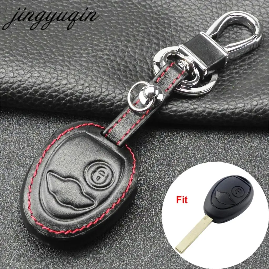 jingyuqin Leather Fob Key Cover For BMW Mini Cooper R50 R53 2 Buttons Remote Car Key Case Protector Holder