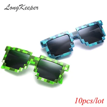 

LongKeeper 10pcs/lot Fashion Kids Sunglasses Creeper Glasses Mosaic Sun Glasses Men Women Boys Children Pixel abstract Eyewares
