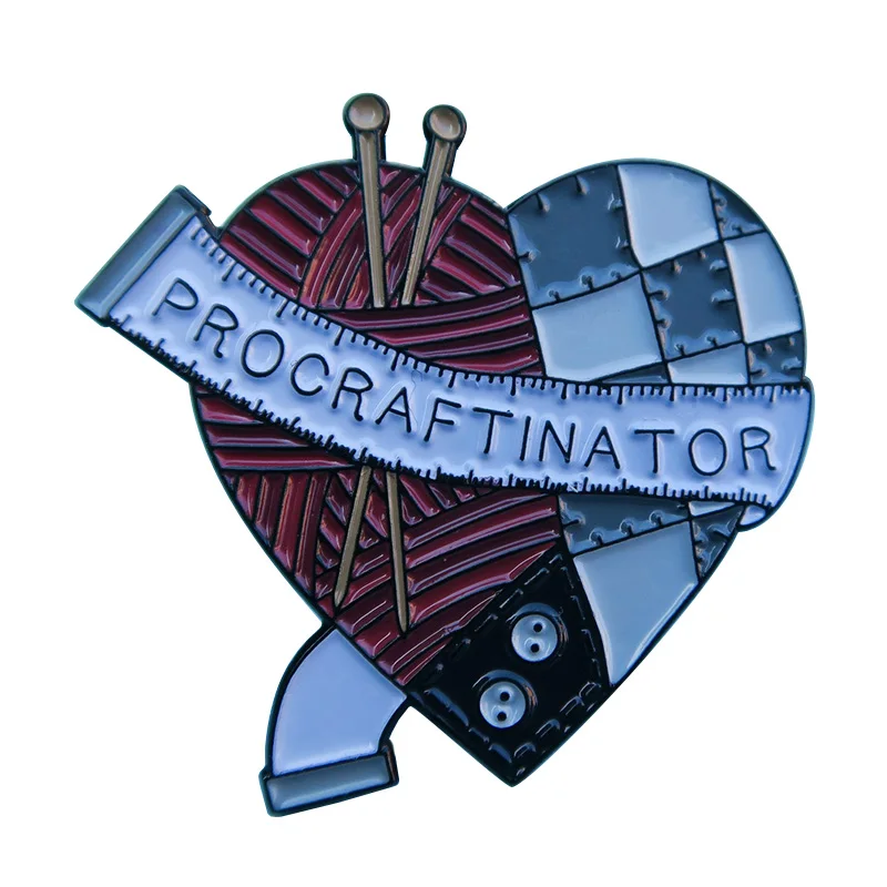 

Procraftinator Enamel Pin Sewing, Knitting badge