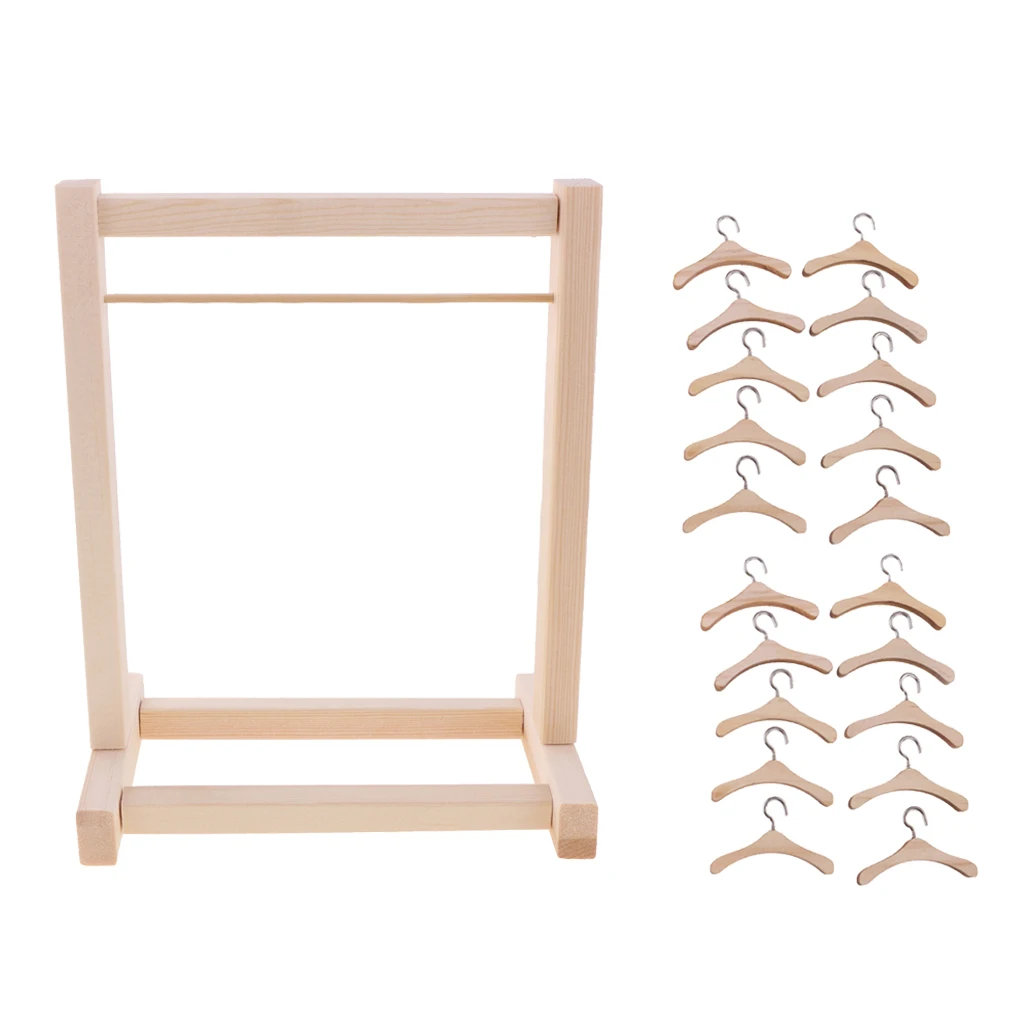 1/6 BJD Doll Furniture DIY Assembled BJD Doll Clothes Hanging Shelf Rack & Doll Garment Hanger For Monster High Dolls Supplies