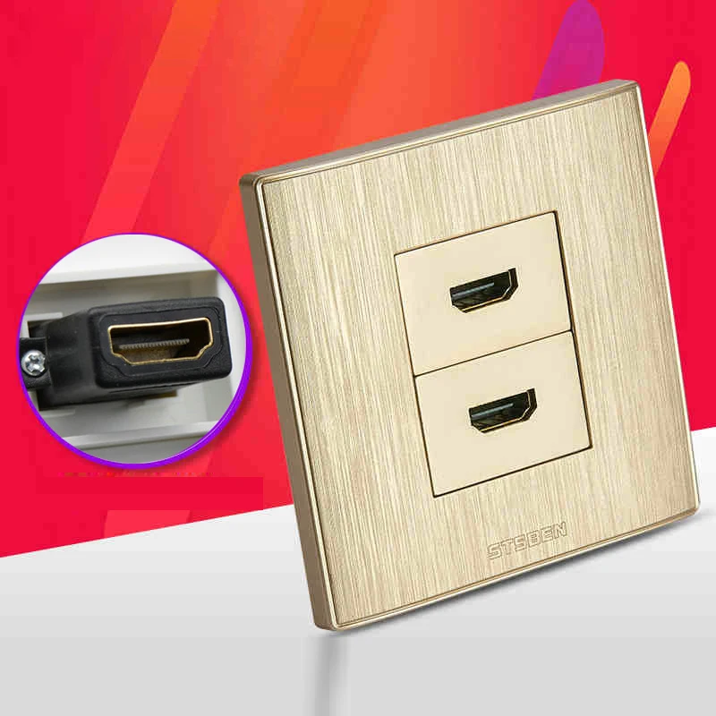 HDMI Connector Wall Outlet 2 Ports HDMI1.4 Version Face Panel Directly