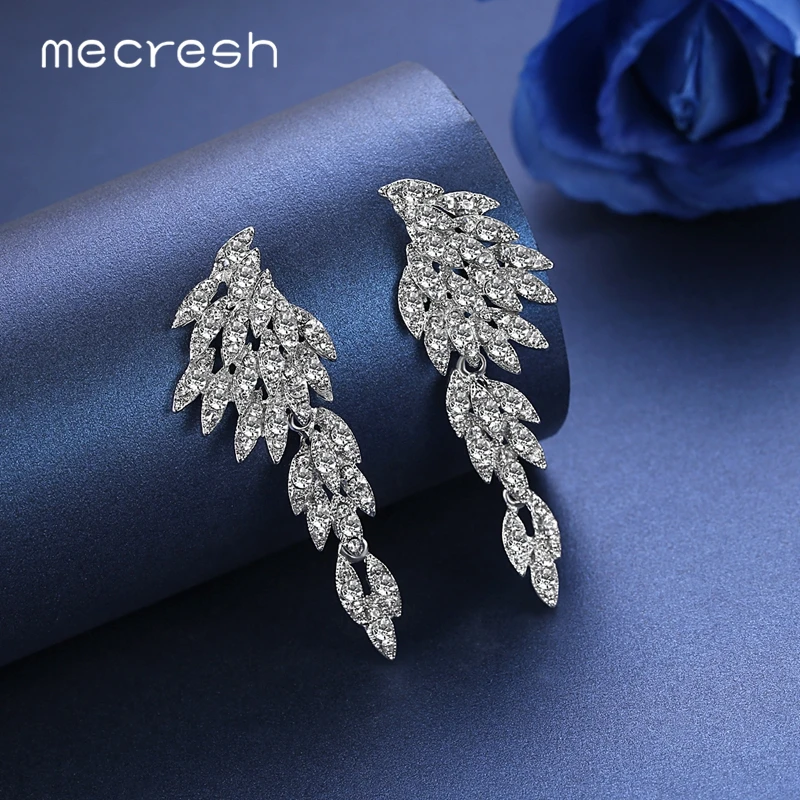 

Mecresh Silver Black Crystal Color Clip On Earrings Wedding Jewelry Eagle Animal Bridal Long Clip Earrings Without Piercing H209