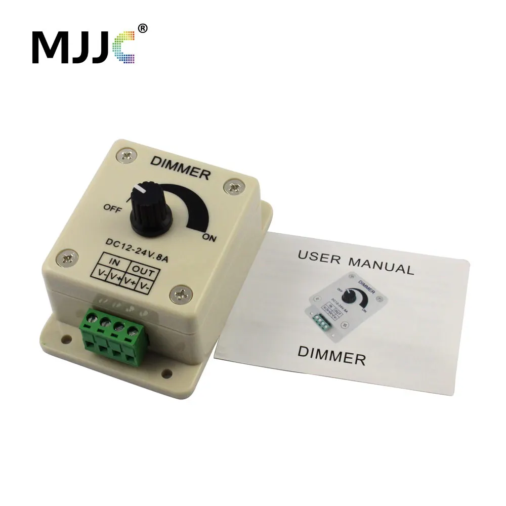 

LED Dimmer 12V 24V 8A Knob LED Dimmer Rotary Dimming Wall Switch ON OFF for Single Color LED Strip Light