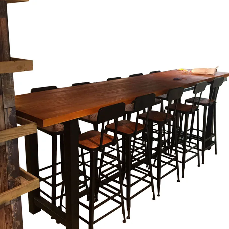 

Bar Chair Modern Nordic Style Solid Wood Wrought Iron Simple Bar Table And Chair Combination Table Bar Table And Chairs
