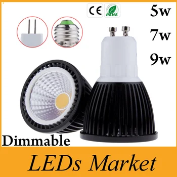

5W 7W 9W COB LED Bulb E27 GU10 MR16 LED Lamp Light Black Shell AC110 220V +12v COB LED Spotlight lights lamp 60angle CE&ROHS UL