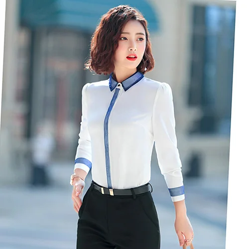 Корейский стиль, осенняя деловая офисная юбка, костюм, элегантный жилет+ Юбка До Колена, костюм из 2 предметов, женская униформа - Цвет: white  blouse