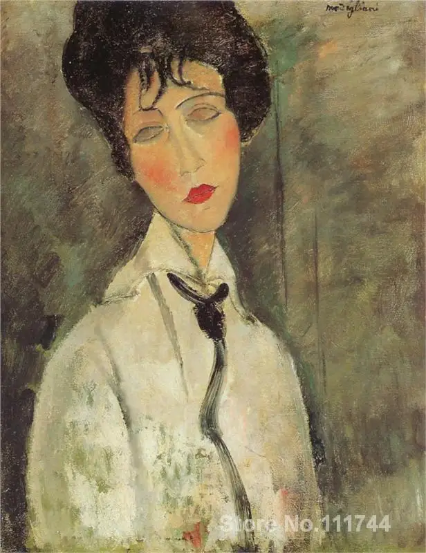 

Canvas art on sale Woman with a Black Tie Amedeo Modigliani Handmade oil painting High quality