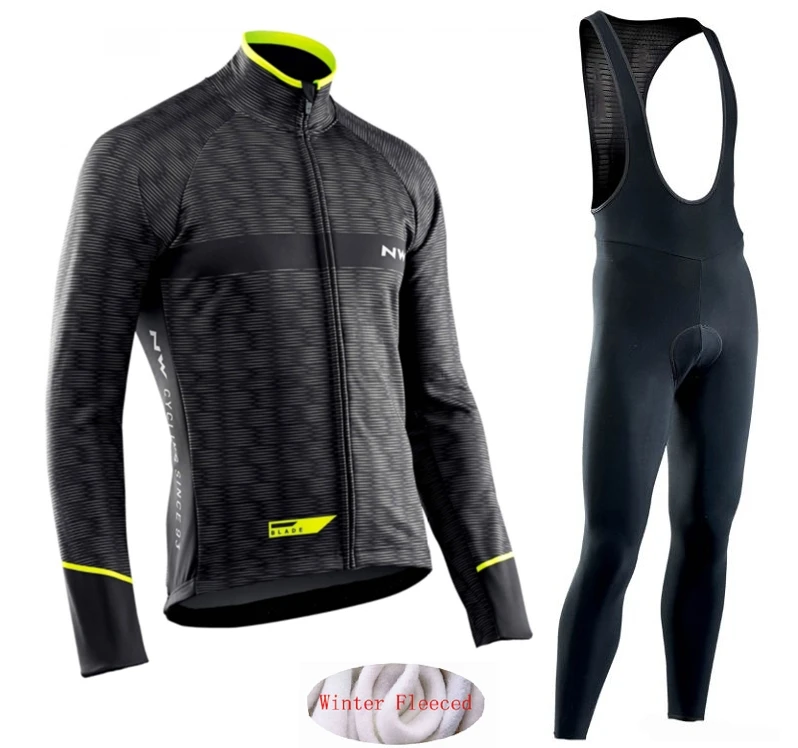 

Northwave Warm 2019 Winter thermal fleece Cycling Clothes NW men's Jersey suit outdoor riding bike MTB clothing Bib Pants set
