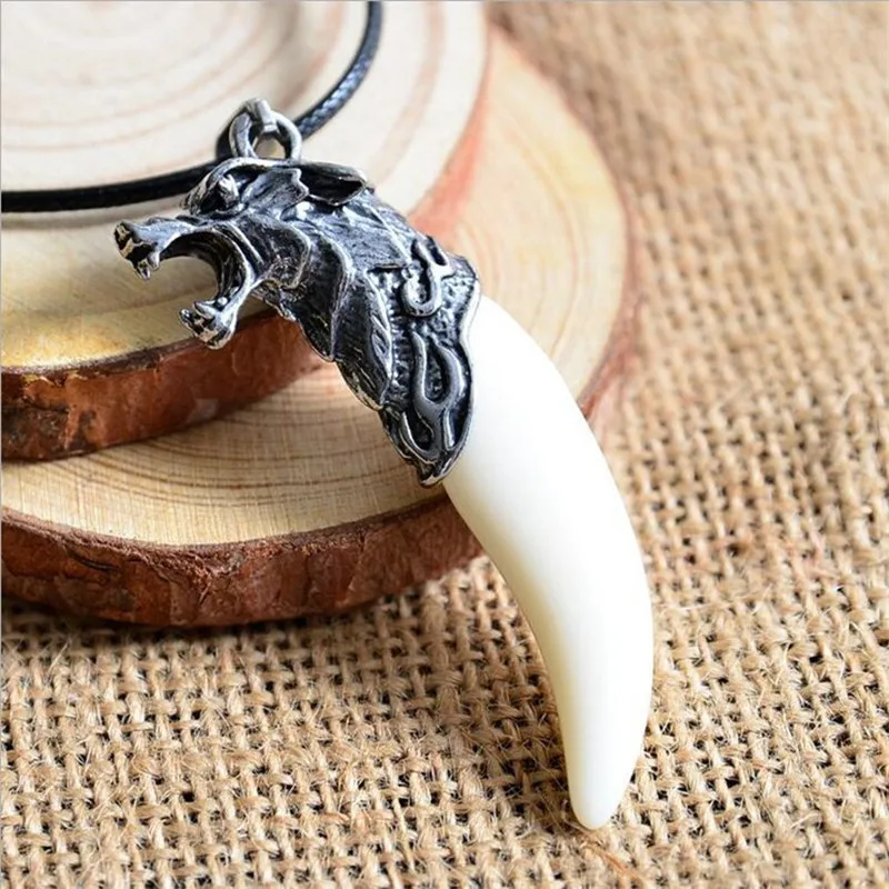 Men Antique Wolf Fang Tooth Pendant Necklace New Animal Head&Tooth Drago Eagle Alloy Necklace Fashion Jewelry gift freeshipping