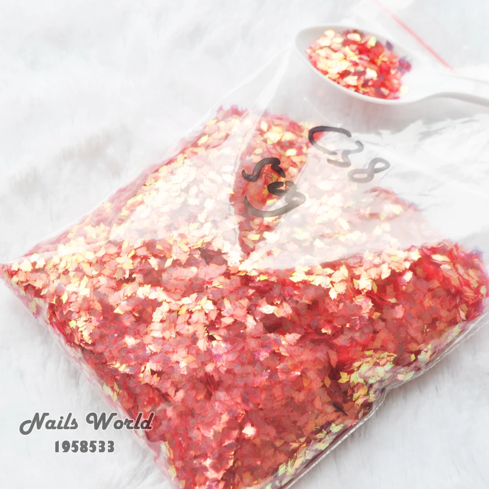 

50g Bulk Nail Art Decorations Rhombic Paillette Abalone Gold Red Sequins Glitters Powder Tips Nail Art Decoration C38-50g