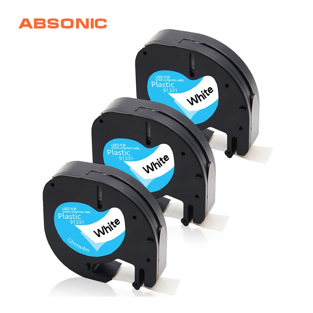 Absonic 3 шт. 12 мм лента бирка Замена Dymo 91201 91331 91221 59422 пластиковая этикетка кассета для