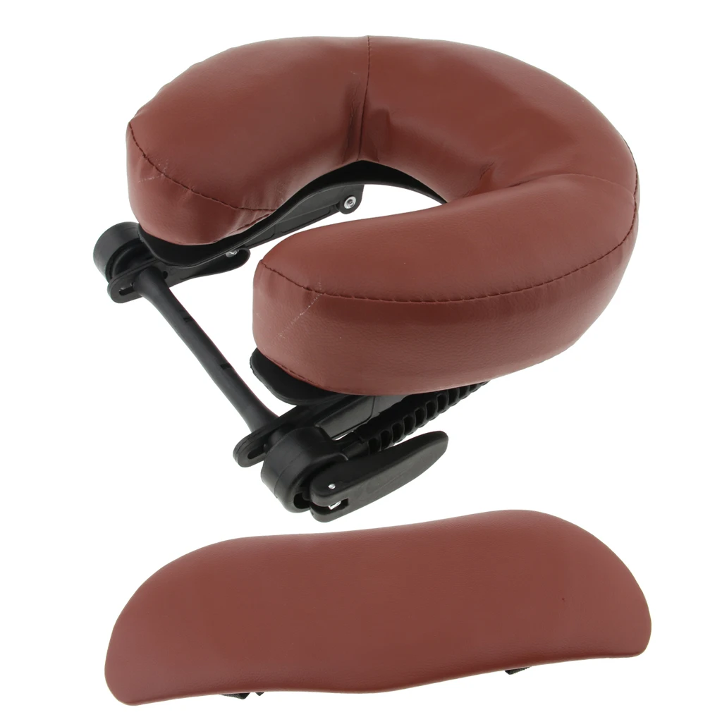 Adjustable Height Face Cradle + Foam Facial Rest Down Cushion + PU Leather Arm Support Pillow Set For Massage Table Bed