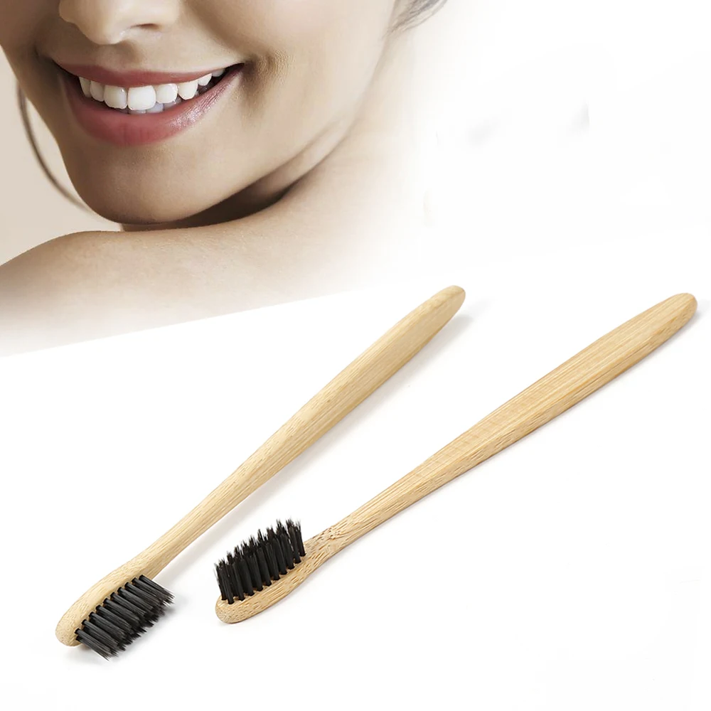 

Bamboo Charcoal Toothbrush Natural Wooden Toothbrushes Medium Hard Bristle Travel Disposable Teeth Brush Personal Care