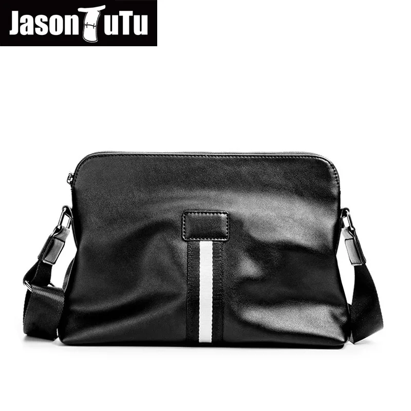 

JASON TUTU Man bag shoulder bag Striped crossbody bag Good quality PU leather men messenger bags black purse torebka damska B622
