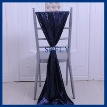 SH005H великолепные свадебное украшение элегантный необычные свадебные темно-синий блестками бант на стул с пряжкой