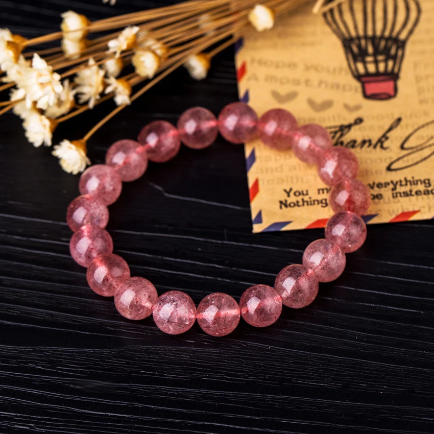 6-10 мм, клубничный кварцевый браслет с бусинами для женщин, натуральный кристалл, браслеты, элегантный подарок, женский браслет quartzo morango