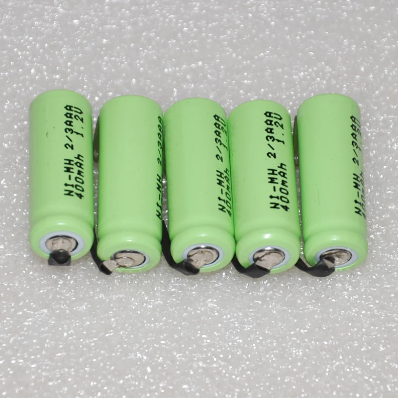 3-6 UNITEK 1,2 V 2/3AAA аккумуляторная батарея 400mah 2/3 AAA Ni-MH ячейка со сварочными вкладками штырьки плоский верх для игрушек беспроводной телефон