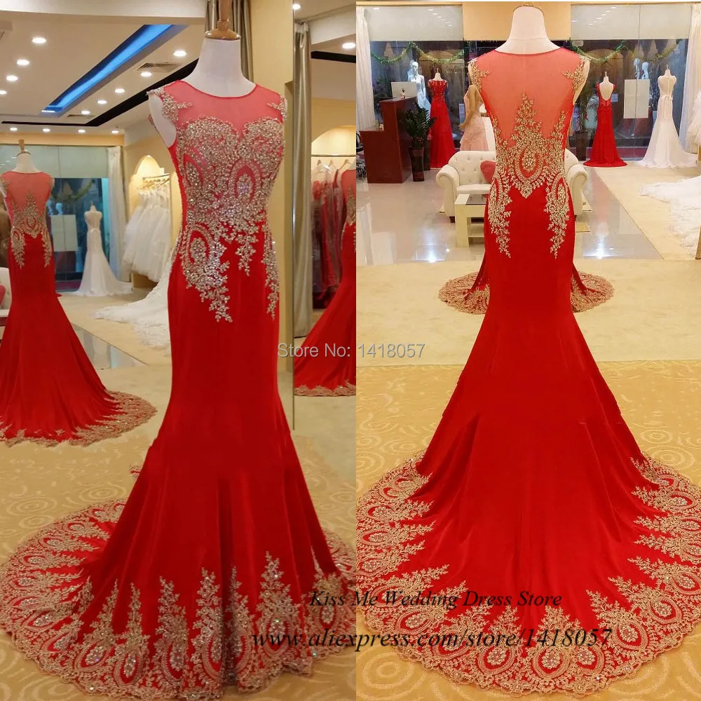 gold and red evening gown