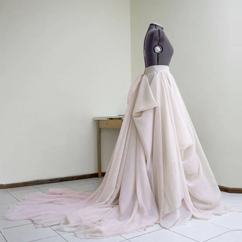 Blush wedding skirt with train Nude bridal skirt Pink train Draped skirt Ball gown skirt Layered skirt Full skirt Tulle skirt Ceremony skirt