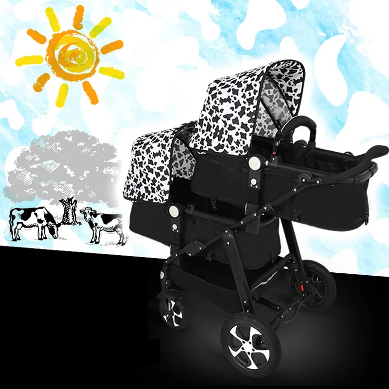 Двойная коляска для близнецов, для новорожденных, высокий пейзаж, складная детская коляска, 2 в 1, дорожная система, детская коляска, ходунки, коляска для близнецов