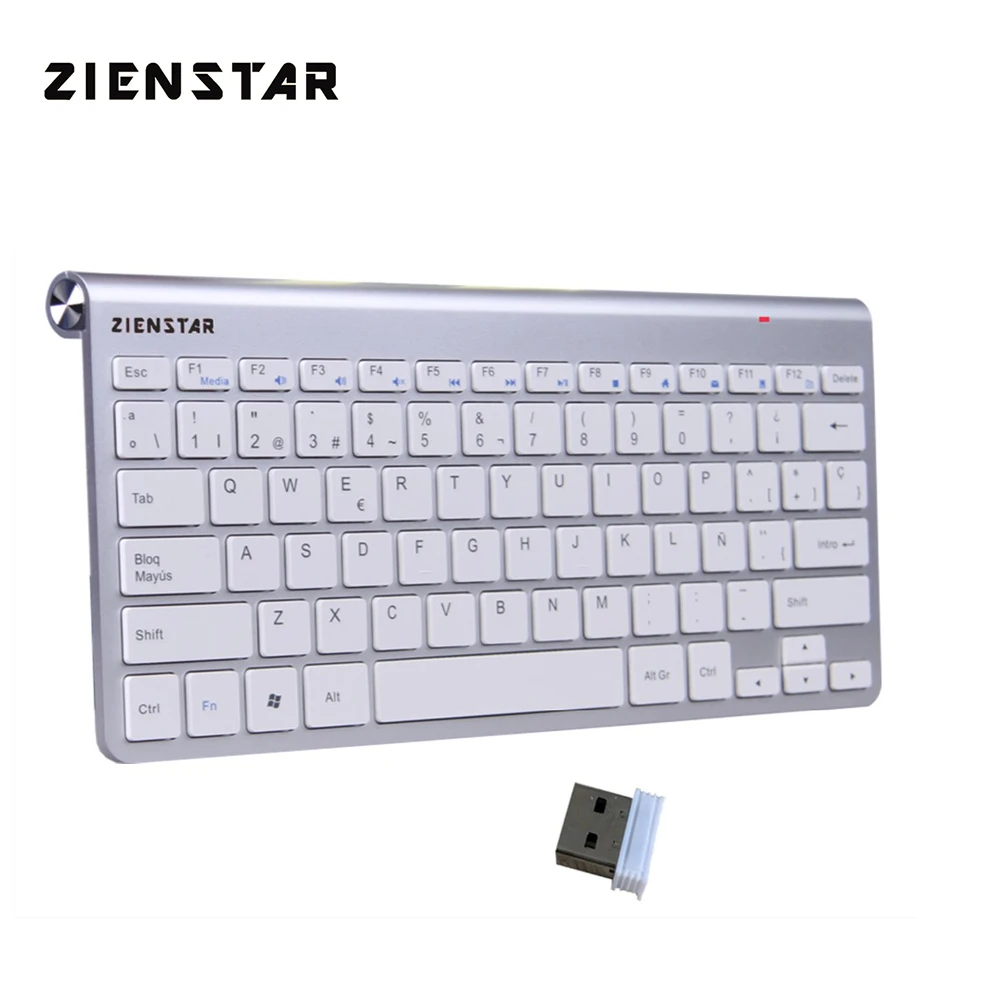 Zienstar испанский язык ультра тонкий 2,4G беспроводной Teclado для Macbook/PC компьютер/ноутбук/Smart tv с USB Приемником