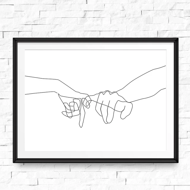 Pinky Swear Continuous One Lines Drawing Wall Art