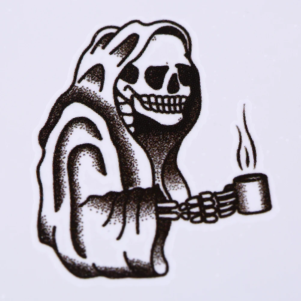 

1pc Cool Men Waterproof Tattoo Sticker Fashion Death Skull Temporary Tattoo Body Arm Leg Women Fake Flash Tatoo Sticker Sleeves