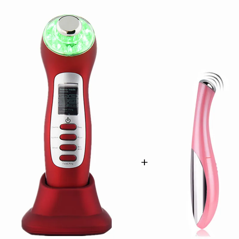 

2018 Ultrasonic 3MHz Galvanic 7 in 1 Skin Facial Care LED Blue Red Light Photon Micro-current Lift Skin Tightening Beauty Device
