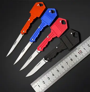 

WholeSale 100pcs/lot Protable Key Fold Knife Key Pocket Knife Key Chain Knife Peeler Mini Camping Key Ring Knife Tool