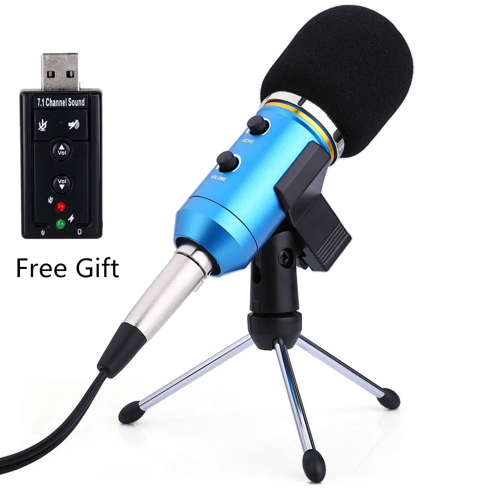 

MK-F200FL 3.5mm USB Audio Wired Sound Recording Condenser Microphone with Shock Mount Holder Clip For Gaming Video Chatting