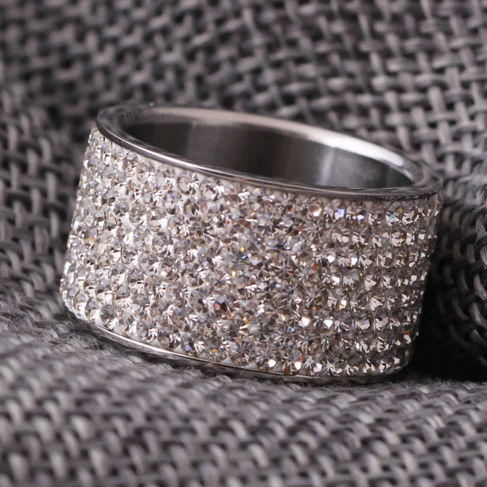 8 рядные хрустальные кольца для женщин, шикарное кольцо с австрийскими кристаллами, женское украшение из нержавеющей стали, аксессуары