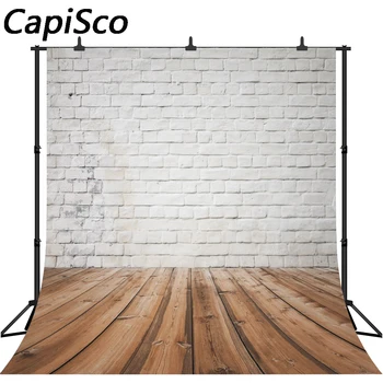 

Capisco White Brick Wall Wooden Floor Photo Backgrounds Customized Photographic Backdrops For Photo Studio