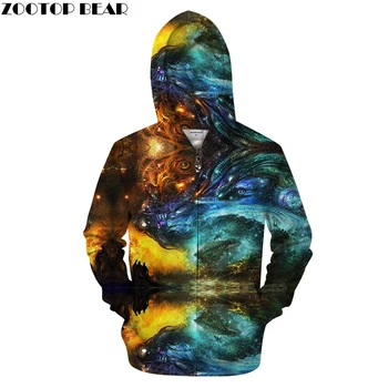 

Illusion Animal Hoodies Men 3D Sweatshirt Streatwear Zip Hoody Zipper Pullover Funny Tracksuit Anime Coat Drop ship ZOOTOPBEAR