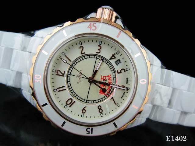 

New Men Women Luxury Japan Quartz Black White Ceramic Date Round Watch Rose Gold couple of high-quality Ceramica Lady Watches