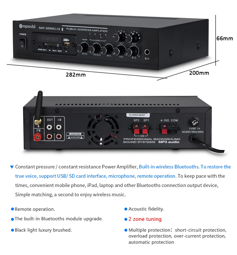 Oupushi MP-2050U 50 Вт мини усилитель мощности с потолочным динамиком CE502 3-10 Вт пакет для фоновой музыкальной системы