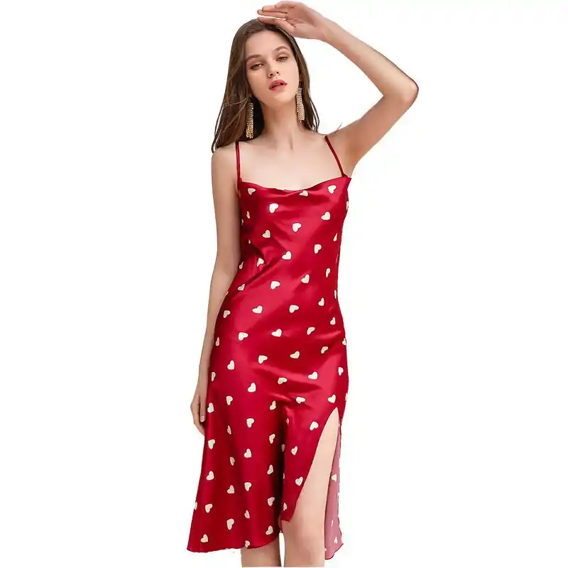 2019 Summer Women Sexy Lingerie Nightdress Plus Size Slik Satin