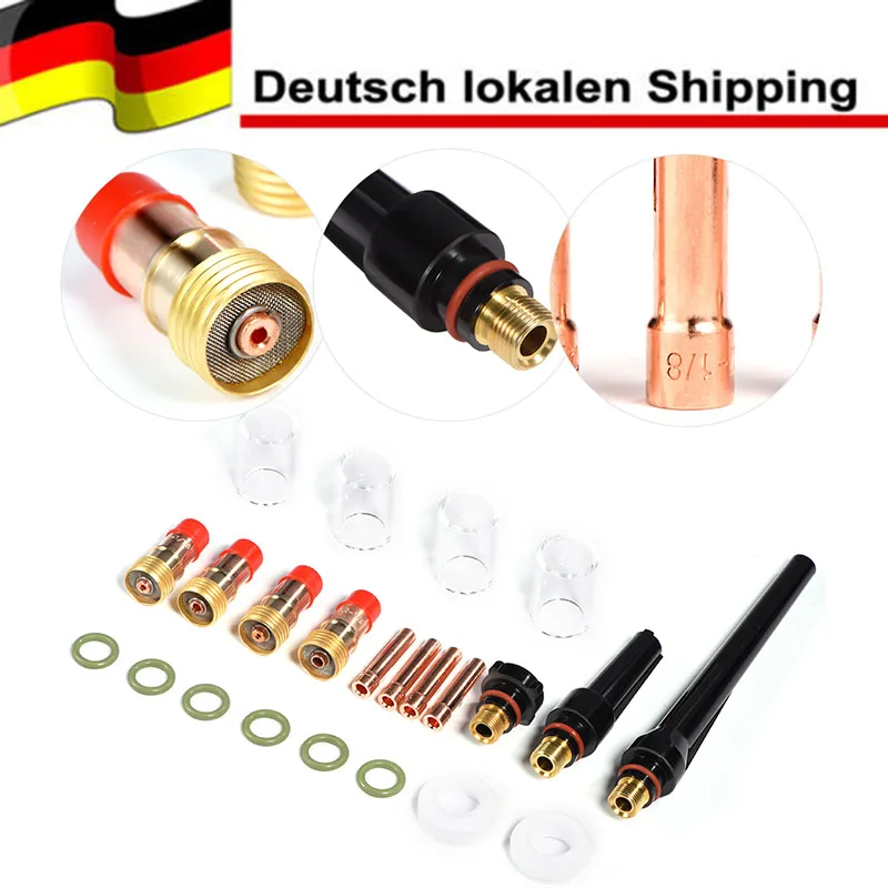 23pcs/set Professional Tig Welding Torch Gas Lens Kit For Hand Tools WP-17/18/26 Series butane blow torch | Инструменты