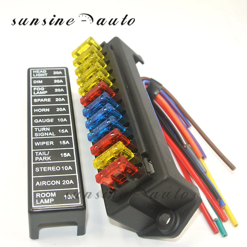 4 Way Automotive Boat Car Circuit Standard Blade Fuse Box Block Holder 12V//24V